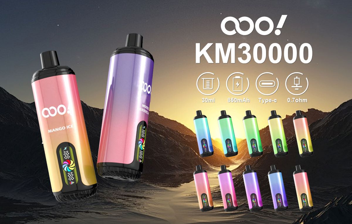 KM 30000 Puffs Disposable Vape 30ml with LED Display Screen and Adjustable Airflow ISK OOO!