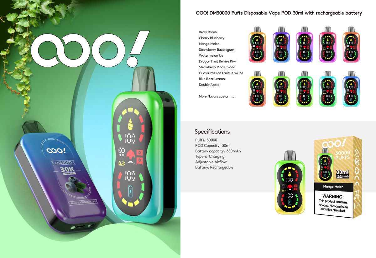 LN 30000 Puffs Disposable Vape 30ml with Full LED Display Screen and Adjustable Airflow ISk OOO!