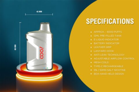 OOO！DESIGN 6000 Puffs Diposable Vape POD with an exceptional experience on adjustable airflow and integrated mesh coil RAZ CA6000